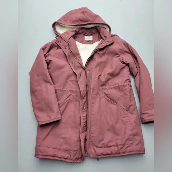 Universal Thread Sherpa Lined Canvas Winter Coat Zip & Snap Hood Insulat… - Picture 3 of 9